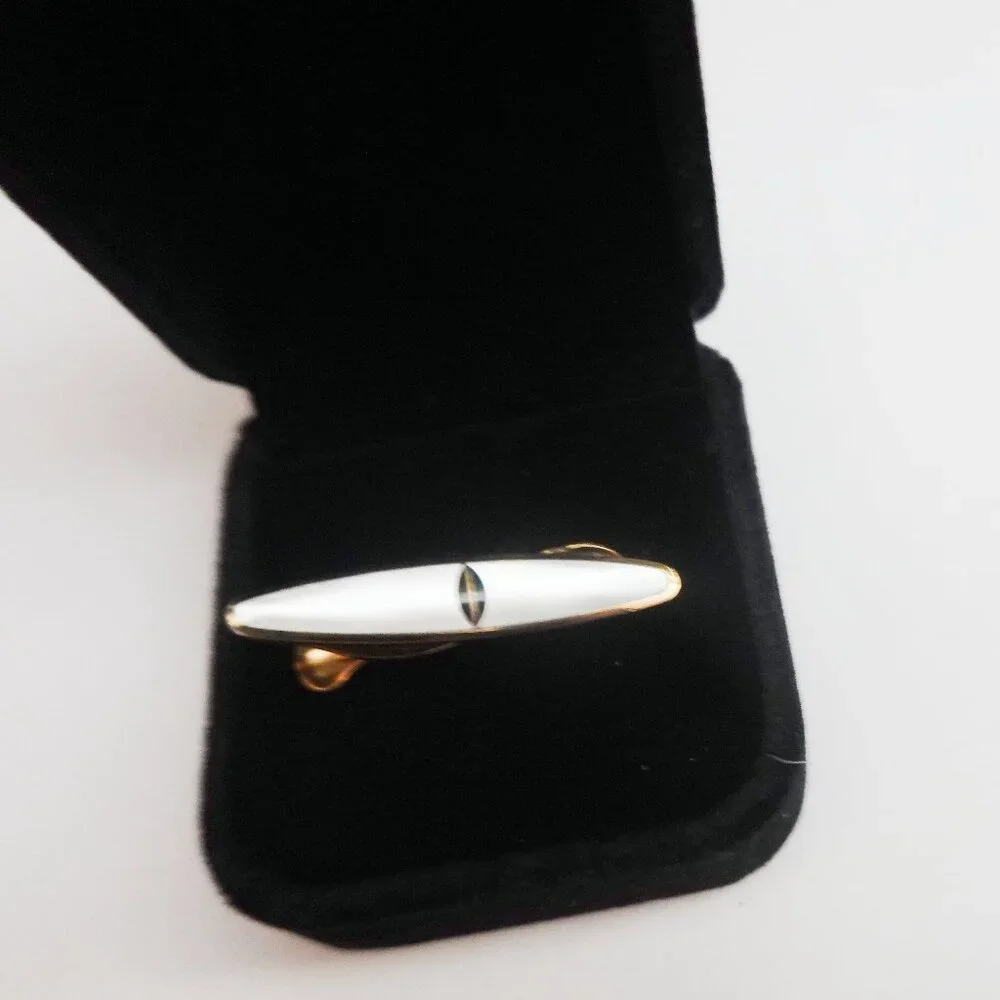 Mother of Pearl & Onyx Tie Bar Clasp